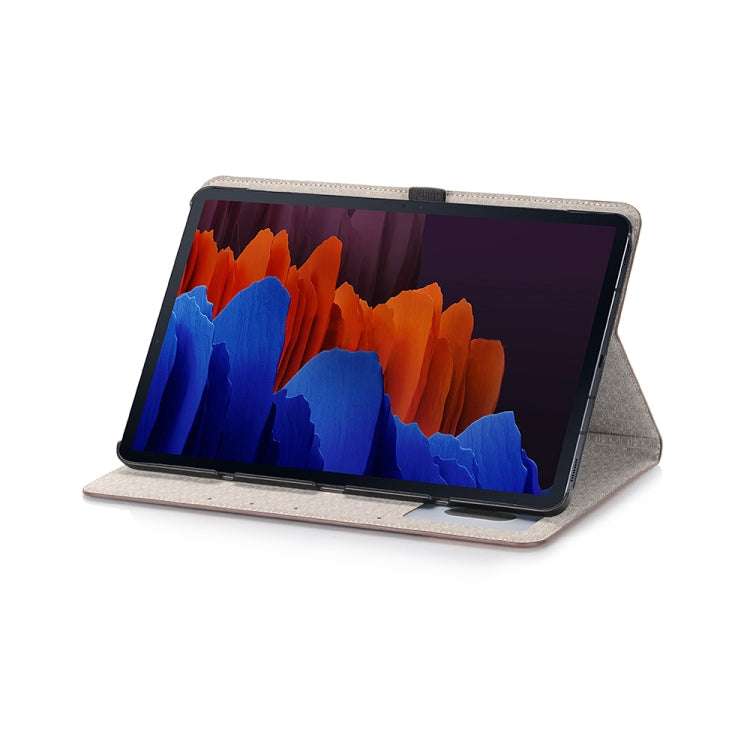 For Samsung Galaxy Tab S9 Cross Texture Stitching Leather Tablet Case(Dark Brown) by buy2fix
