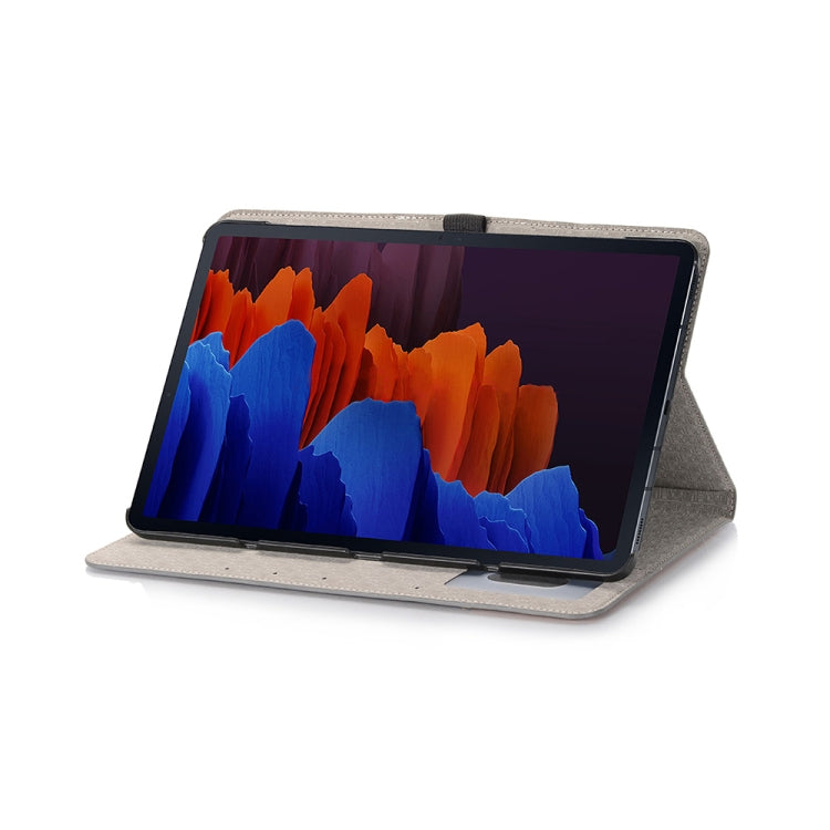 For Samsung Galaxy Tab S9 Cross Texture Stitching Leather Tablet Case(Dark Grey) by buy2fix