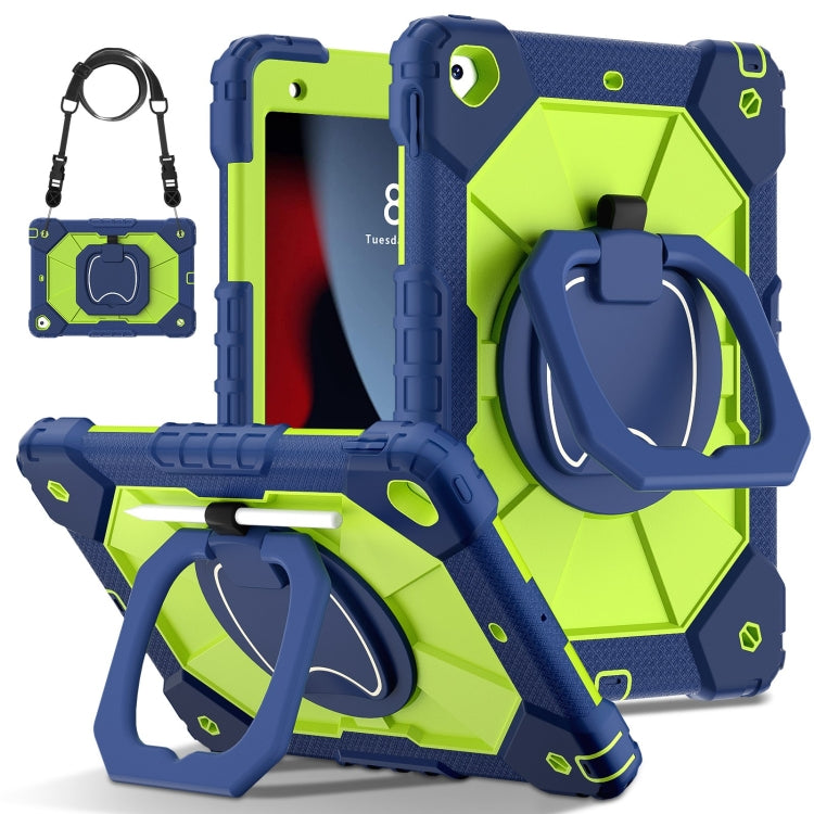 For iPad 10.2 2021 / 2020 / 2019 Contrast Color Robot Silicone Hybrid PC Tablet Case(Navy Yellow Green) - iPad 10.2 Cases by buy2fix | Online Shopping UK | buy2fix