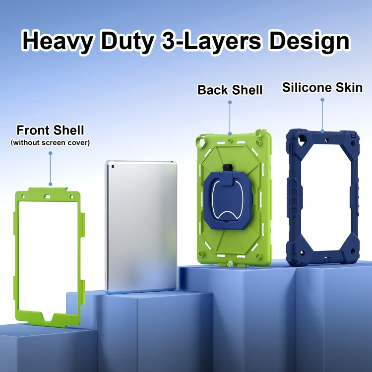 For iPad 10.2 2021 / 2020 / 2019 Contrast Color Robot Silicone Hybrid PC Tablet Case(Navy Yellow Green) - iPad 10.2 Cases by buy2fix | Online Shopping UK | buy2fix