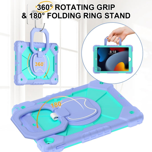 For iPad 10.2 2021 / 2020 / 2019 Contrast Color Robot Silicone Hybrid PC Tablet Case(Purple Mint Green) - iPad 10.2 Cases by buy2fix | Online Shopping UK | buy2fix