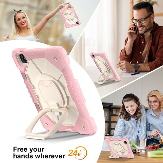 For iPad Pro 11 2022 / Air 10.9 2022 Contrast Color Robot Silicone Hybrid PC Tablet Case(Rose Gold Beige) - iPad Pro 11 (2022/2021) Cases by buy2fix | Online Shopping UK | buy2fix