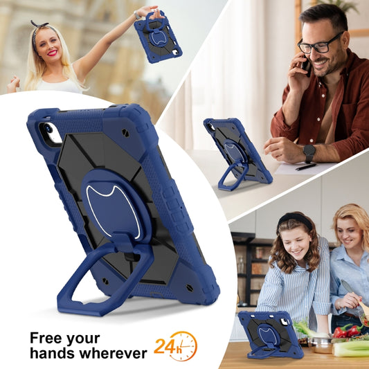 For iPad Air 11 2025 / 2024 Contrast Color Robot Silicone Hybrid PC Tablet Case(Navy Black) by buy2fix