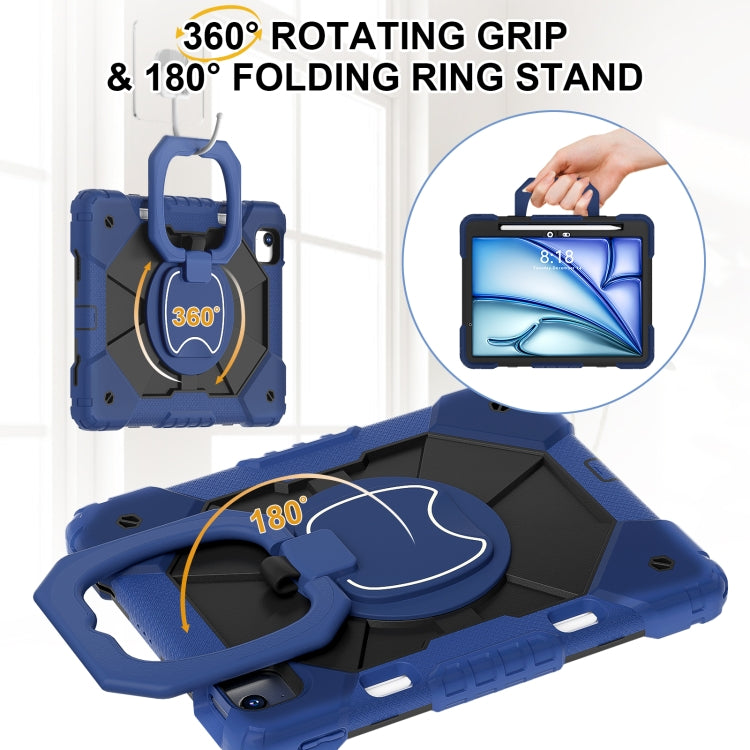 For iPad Air 11 2025 / 2024 Contrast Color Robot Silicone Hybrid PC Tablet Case(Navy Black) by buy2fix