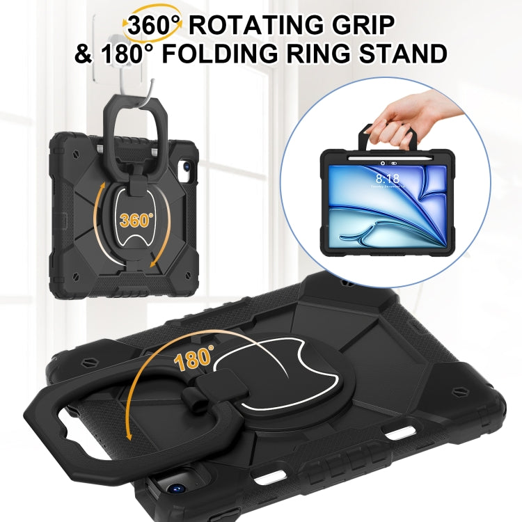 For iPad Air 11 2025 / 2024 Contrast Color Robot Silicone Hybrid PC Tablet Case(Black) by buy2fix