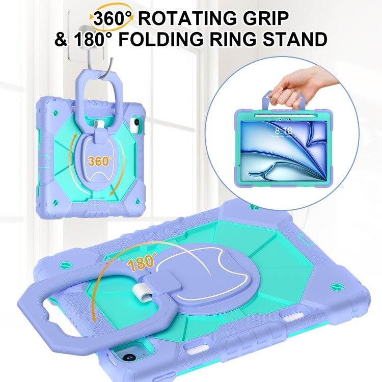 For iPad Air 11 2025 / 2024 Contrast Color Robot Silicone Hybrid PC Tablet Case(Purple Mint Green) by buy2fix