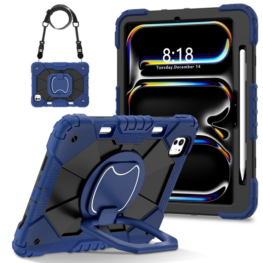For iPad Pro 11 2025 / 2024 Contrast Color Robot Silicone Hybrid PC Tablet Case(Navy Black) by buy2fix