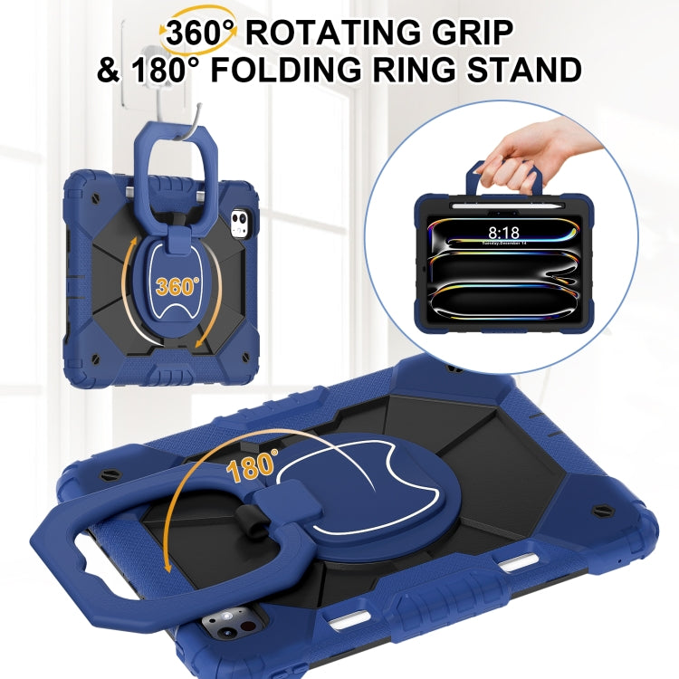 For iPad Pro 11 2025 / 2024 Contrast Color Robot Silicone Hybrid PC Tablet Case(Navy Black) by buy2fix