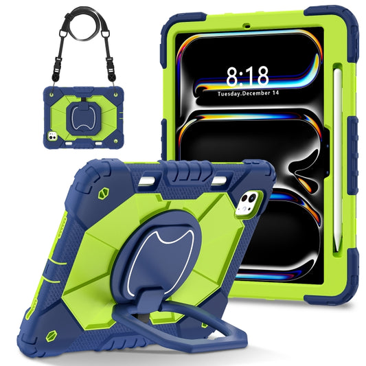 For iPad Pro 11 2025 / 2024 Contrast Color Robot Silicone Hybrid PC Tablet Case(Navy Yellow Green) by buy2fix