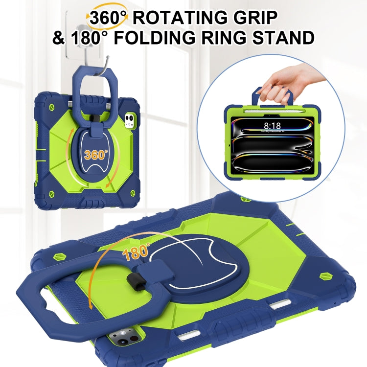 For iPad Pro 11 2025 / 2024 Contrast Color Robot Silicone Hybrid PC Tablet Case(Navy Yellow Green) by buy2fix