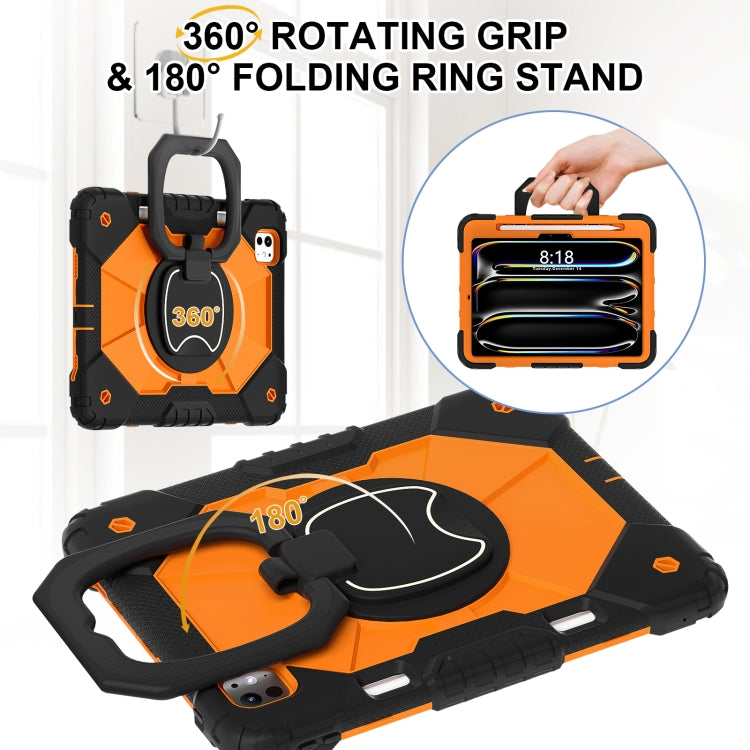 For iPad Pro 11 2025 / 2024 Contrast Color Robot Silicone Hybrid PC Tablet Case(Black Orange) by buy2fix