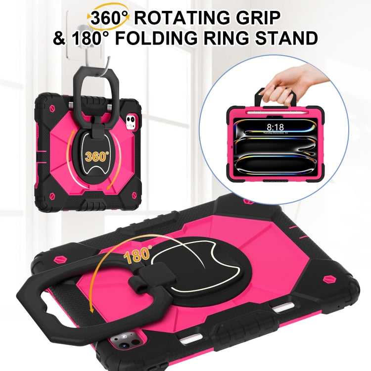 For iPad Pro 11 2025 / 2024 Contrast Color Robot Silicone Hybrid PC Tablet Case(Black Rose Red) by buy2fix