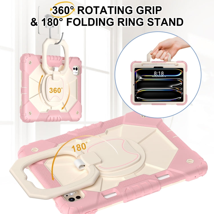 For iPad Pro 11 2025 / 2024 Contrast Color Robot Silicone Hybrid PC Tablet Case(Rose Gold Beige) by buy2fix
