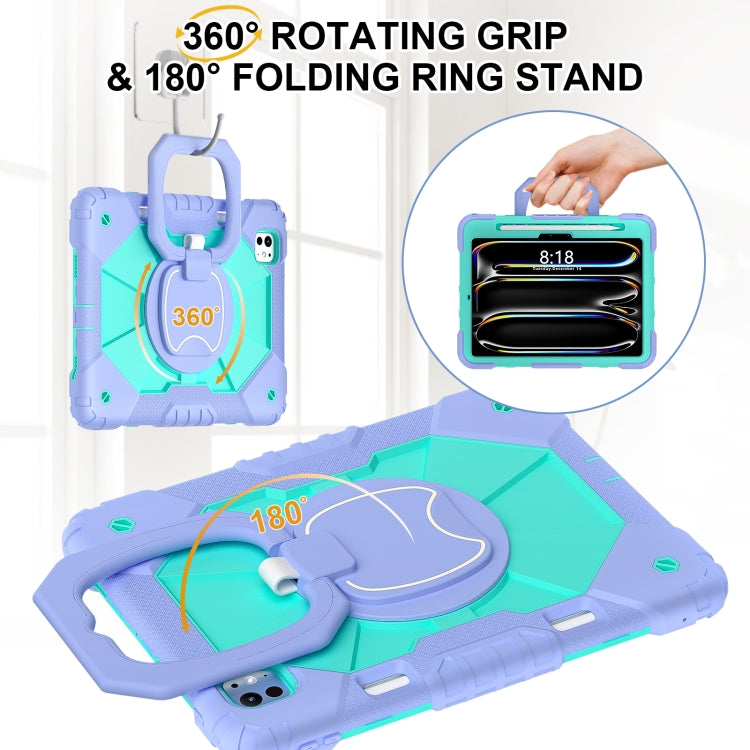 For iPad Pro 11 2025 / 2024 Contrast Color Robot Silicone Hybrid PC Tablet Case(Purple Mint Green) by buy2fix