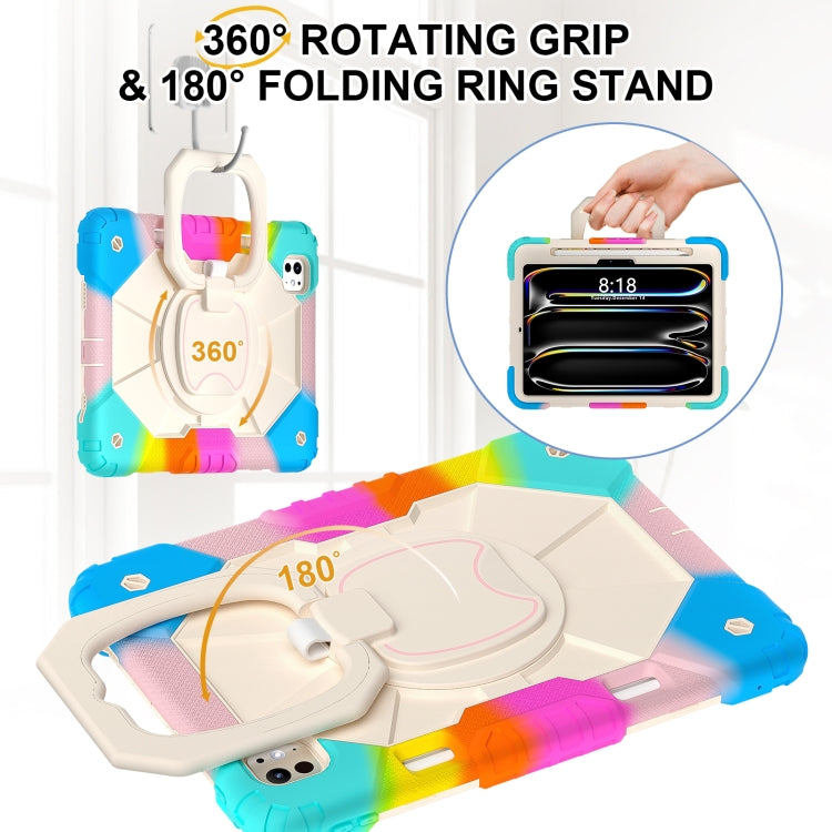 For iPad Pro 11 2025 / 2024 Contrast Color Robot Silicone Hybrid PC Tablet Case(Colorful Blue) by buy2fix