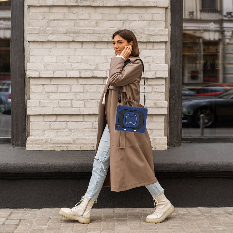 For iPad Air 13 2025 / 2024 Contrast Color Robot Silicone Hybrid PC Tablet Case(Navy Black) by buy2fix