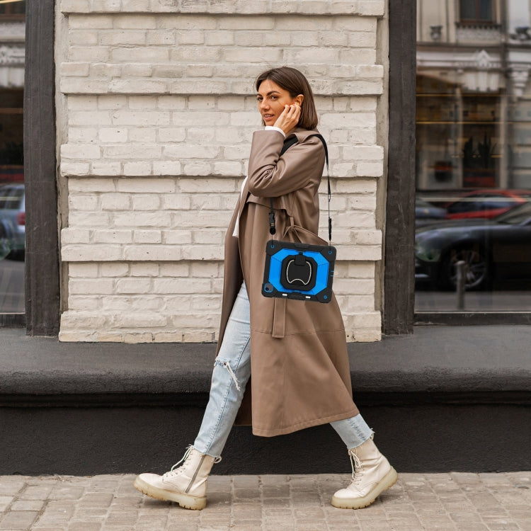 For iPad Air 13 2025 / 2024 Contrast Color Robot Silicone Hybrid PC Tablet Case(Black Blue) by buy2fix