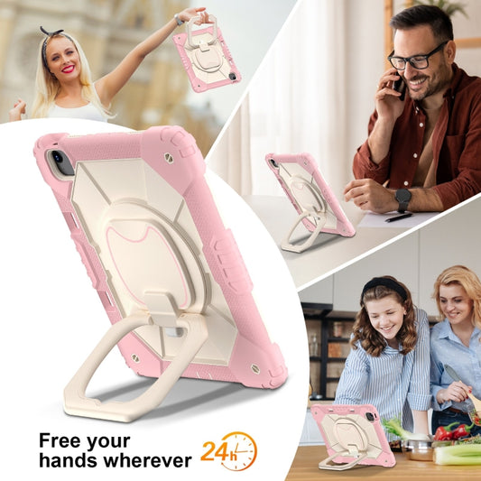 For iPad Air 13 2025 / 2024 Contrast Color Robot Silicone Hybrid PC Tablet Case(Rose Gold Beige) by buy2fix