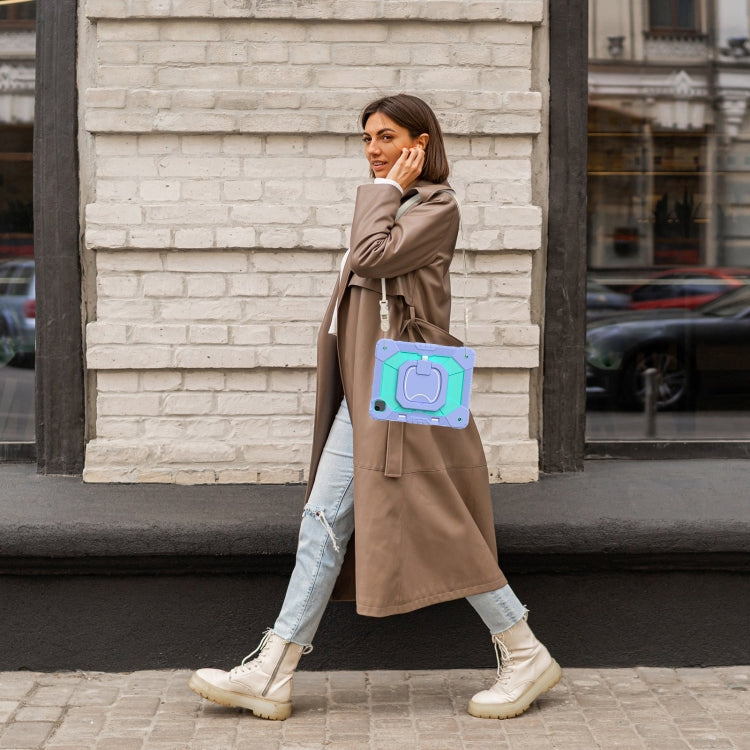 For iPad Air 13 2025 / 2024 Contrast Color Robot Silicone Hybrid PC Tablet Case(Purple Mint Green) by buy2fix