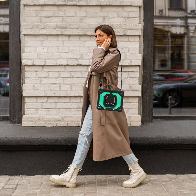 For iPad Pro 13 2025 / 2024 Contrast Color Robot Silicone Hybrid PC Tablet Case(Black Mint Green) by buy2fix