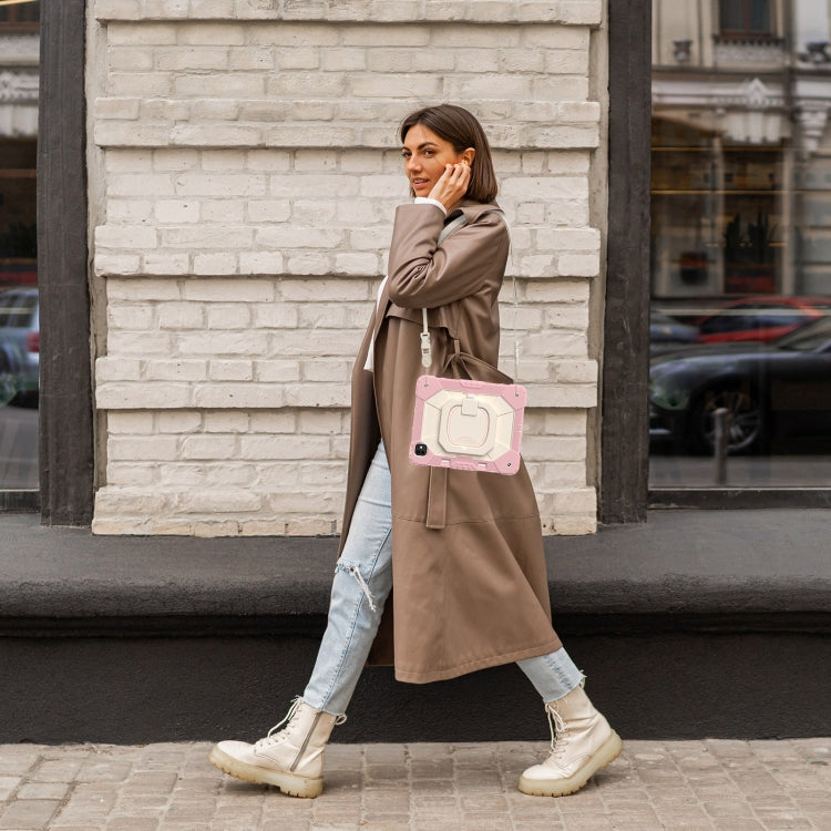 For iPad Pro 13 2025 / 2024 Contrast Color Robot Silicone Hybrid PC Tablet Case(Rose Gold Beige) by buy2fix