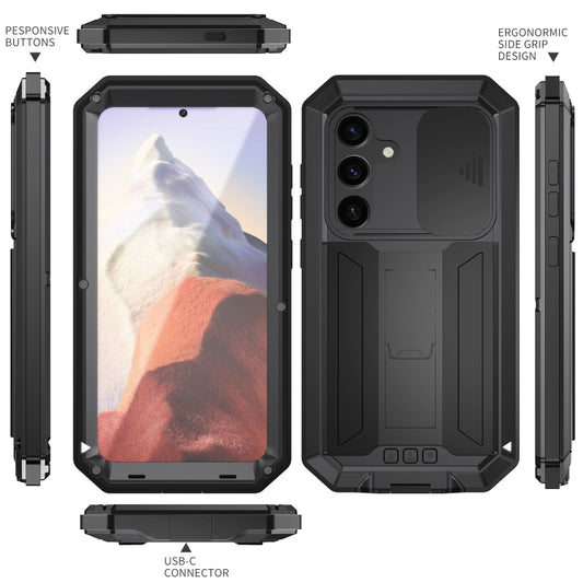 For Samsung Galaxy S24 5G R-JUST Sliding Camera Life Waterproof Holder Phone Case(Black) by R-JUST