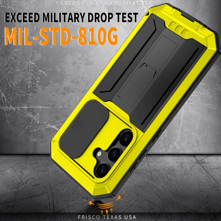 For Samsung Galaxy S24 5G R-JUST Sliding Camera Life Waterproof Holder Phone Case(Yellow) by R-JUST