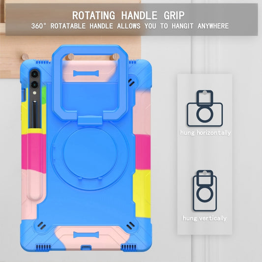 For Samsung Galaxy Tab S9 FE+ / S9+ Handle Robot Silicone Hybrid PC Tablet Case(Camouflage Blue) by buy2fix