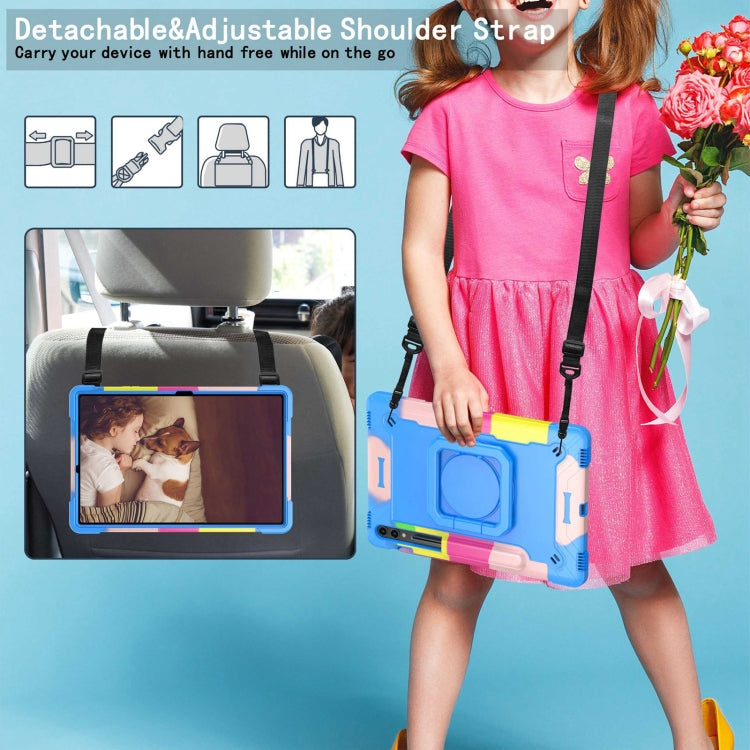 For Samsung Galaxy Tab S9 FE+ / S9+ Handle Robot Silicone Hybrid PC Tablet Case(Camouflage Blue) by buy2fix