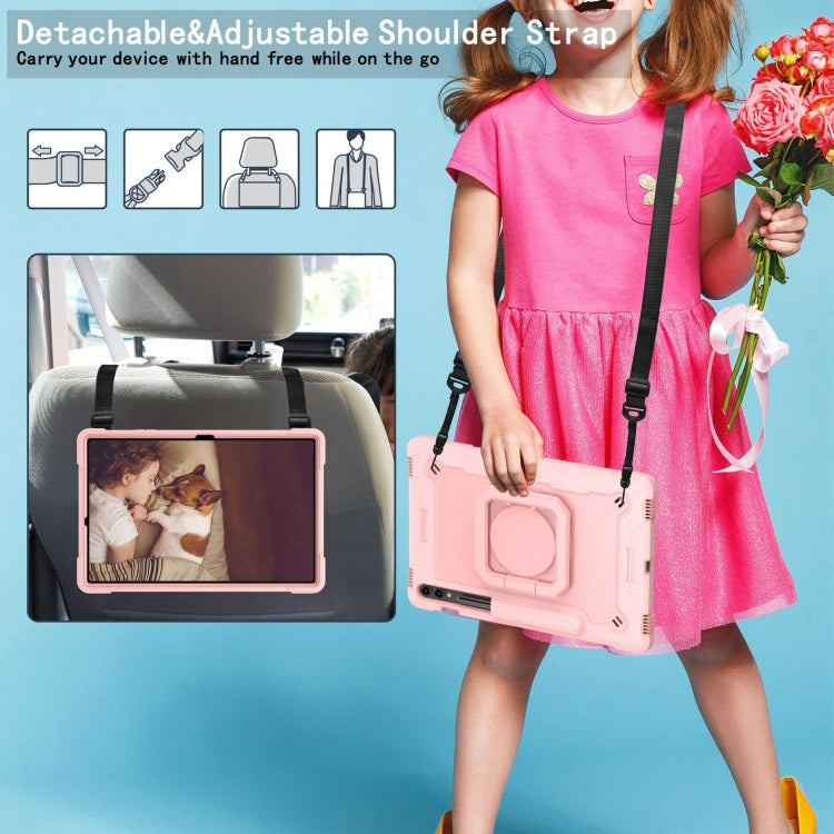 For Samsung Galaxy Tab S9 FE+ / S9+ Handle Robot Silicone Hybrid PC Tablet Case(Rose Gold) by buy2fix