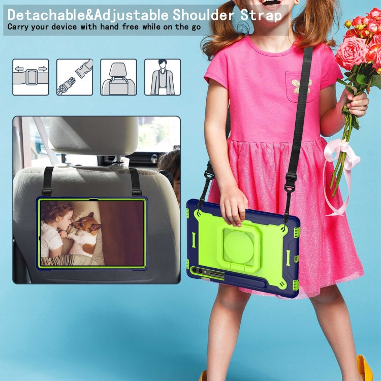 For Samsung Galaxy Tab S9 FE+ / S9+ Handle Robot Silicone Hybrid PC Tablet Case(Navy Yellow Green) by buy2fix