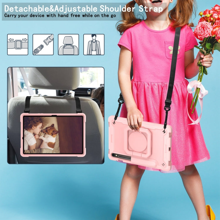 For Samsung Galaxy Tab S9 FE / S9 Handle Robot Silicone Hybrid PC Tablet Case(Rose Gold) by buy2fix