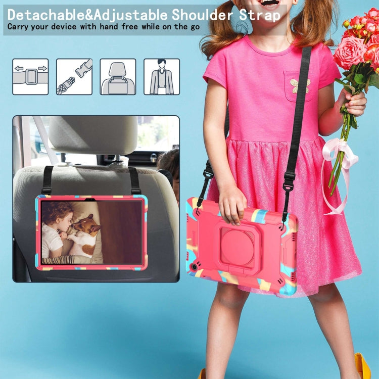 For Samsung Galaxy Tab A9+ Handle Robot Silicone Hybrid PC Tablet Case(Camouflage Rose Red) - Galaxy Tab A9+ by buy2fix | Online Shopping UK | buy2fix