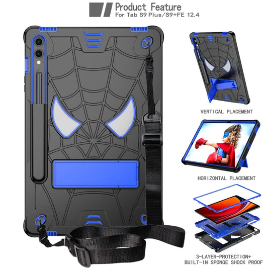 For Samsung Galaxy Tab S9 FE+ / S9+ Fold-Holder Spider Silicone Hybrid PC Tablet Case(Back Blue) by buy2fix
