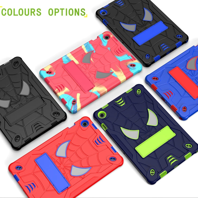 For Samsung Galaxy Tab A9+ Fold-Holder Spider Silicone Hybrid PC Tablet Case(Camouflage Rose Red) - Galaxy Tab A9+ by buy2fix | Online Shopping UK | buy2fix