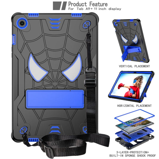 For Samsung Galaxy Tab A9+ Fold-Holder Spider Silicone Hybrid PC Tablet Case(Back Blue) - Galaxy Tab A9+ by buy2fix | Online Shopping UK | buy2fix