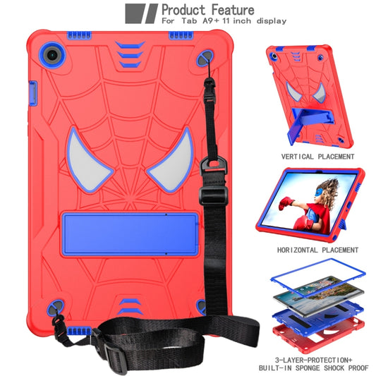 For Samsung Galaxy Tab A9+ Fold-Holder Spider Silicone Hybrid PC Tablet Case(Red Blue) - Galaxy Tab A9+ by buy2fix | Online Shopping UK | buy2fix