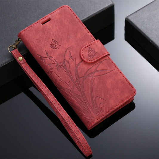 For Samsung Galaxy S24+ / S25+ 5G Orchid Butterfly Embossed Leather Phone Case(Red) by buy2fix