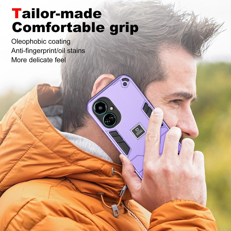 For Tecno Camon 19 2 in 1 Shockproof Phone Case(Purple) by buy2fix