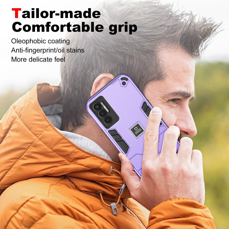 For Tecno Pova 3 2 in 1 Shockproof Phone Case(Purple) by buy2fix