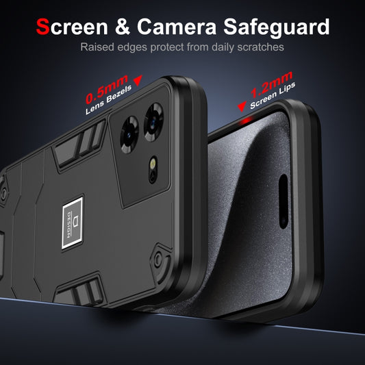 For Tecno Pova 5 2 in 1 Shockproof Phone Case(Black) by buy2fix