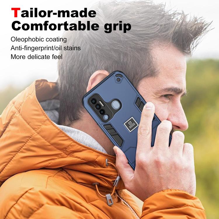 For Tecno Spark 7 Pro 2 in 1 Shockproof Phone Case(Blue) by buy2fix