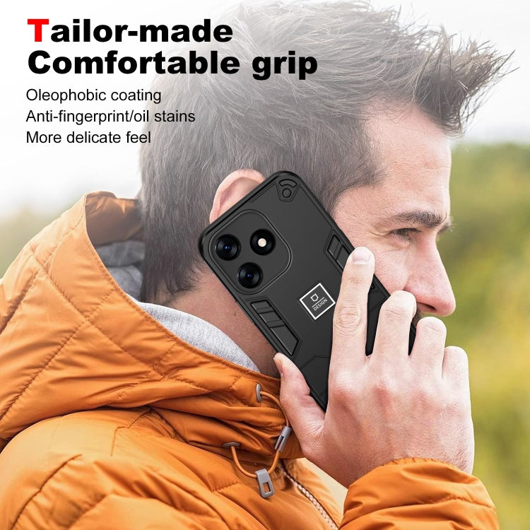 For Tecno Spark 10 2 in 1 Shockproof Phone Case(Black) by buy2fix