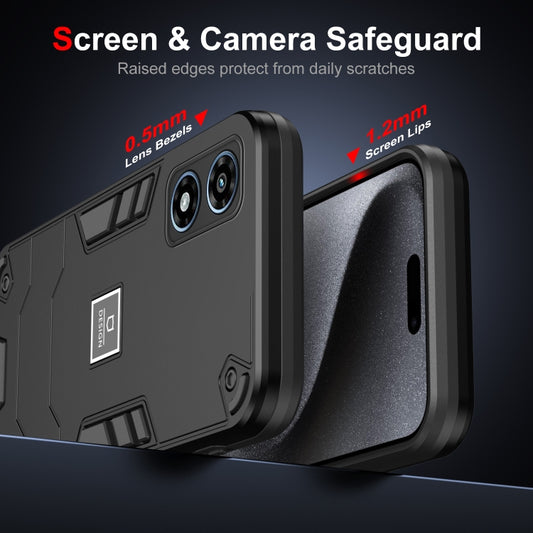 For Motorola Moto G Play 2024 Shockproof TPU Hybrid PC Phone Case(Black) by buy2fix