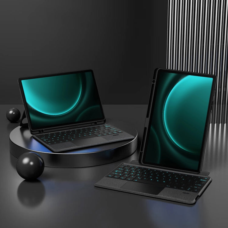 For Samsung Galaxy Tab S9+ / S9 FE+ YJ-S9+ Split Bluetooth Keyboard Leather Tablet Case by buy2fix