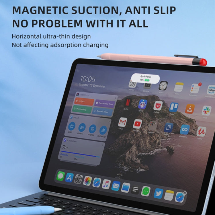 For Apple Pencil 2 Pen Clip Silicone Stylus Pen Protective Case(Pink) by buy2fix