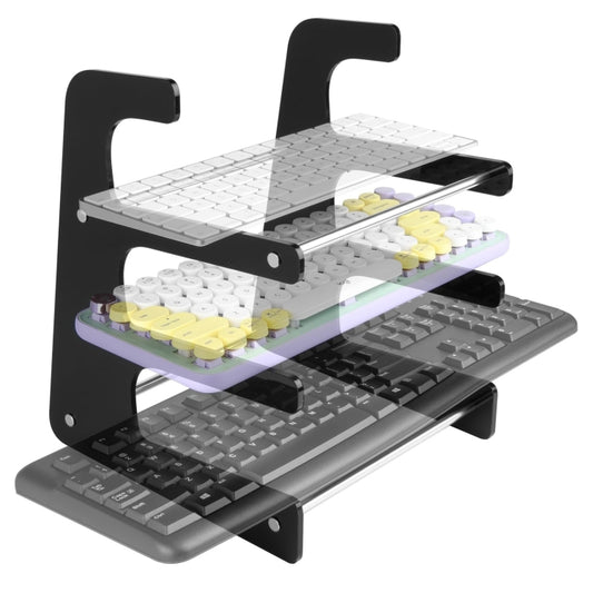 Acrylic Keyboard Storage Bracket Three Layer Keyboard Display Stand(Black) by buy2fix
