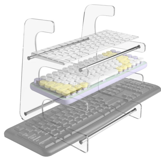 Acrylic Keyboard Storage Bracket Three Layer Keyboard Display Stand(White) by buy2fix