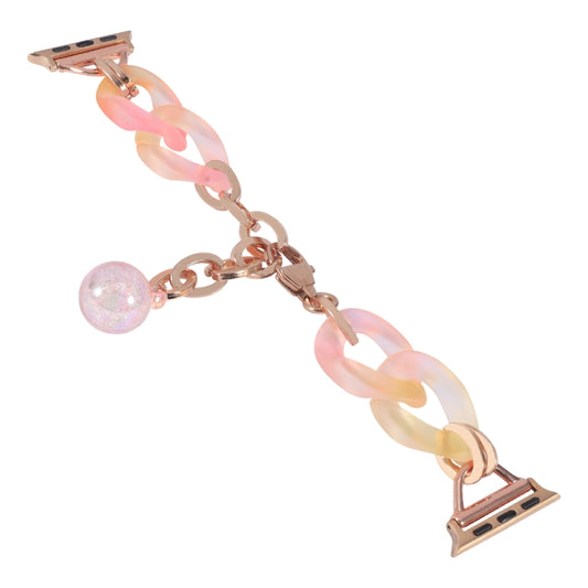 For Apple Watch SE 2023 44mm Gradient Resin Chain Watch Band(Pink) by buy2fix