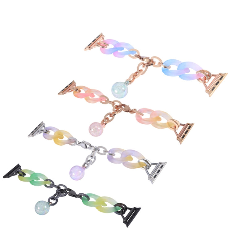 For Apple Watch SE 2023 44mm Gradient Resin Chain Watch Band(Pink) by buy2fix